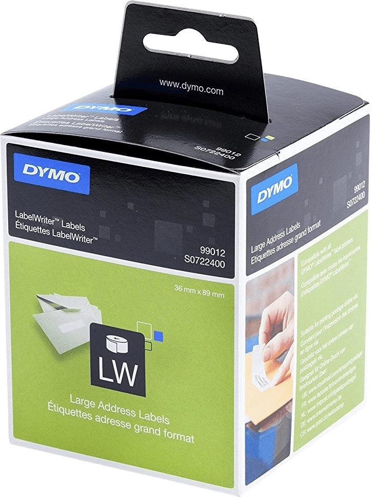 Dymo lw etichette per indirizzi grandi | 36 mm x 89 mm | 2 rotoli da 260 etichette facilmente staccabili (520 etichette) | autoadesive | per etichettatrici labelwriter | originali - S0722400A