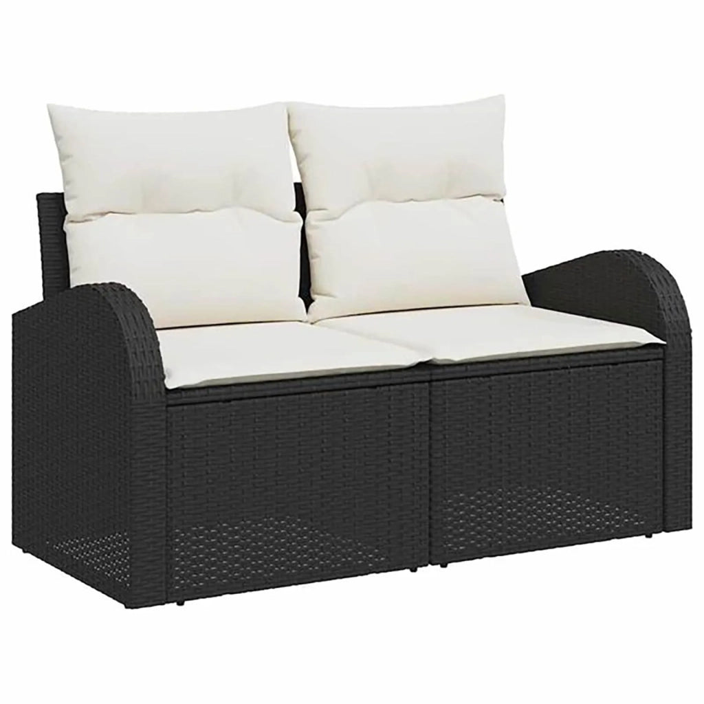 Set di divani 7 pz Nero e Bianco Crema 3448695