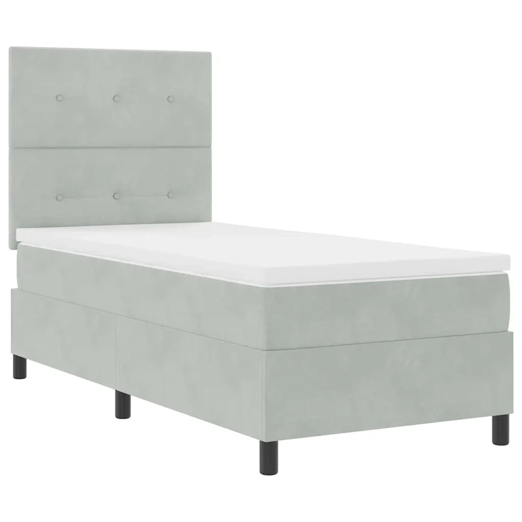 Letto a molle con materasso Grigio chiaro 80 x 200 cm Velluto 3339794