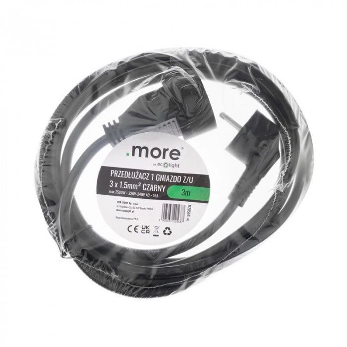 Prolunga elettrica 1 presa 3 m con terra Ecolight