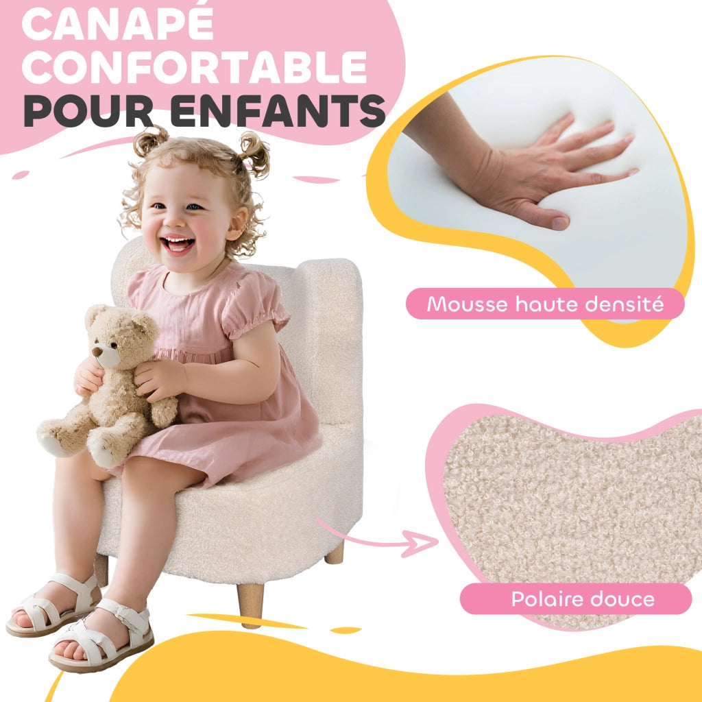 Poltrona bambini forma orsetto ¨C Xylo ¨C tessuto teddy beige 47x43x53 cm
