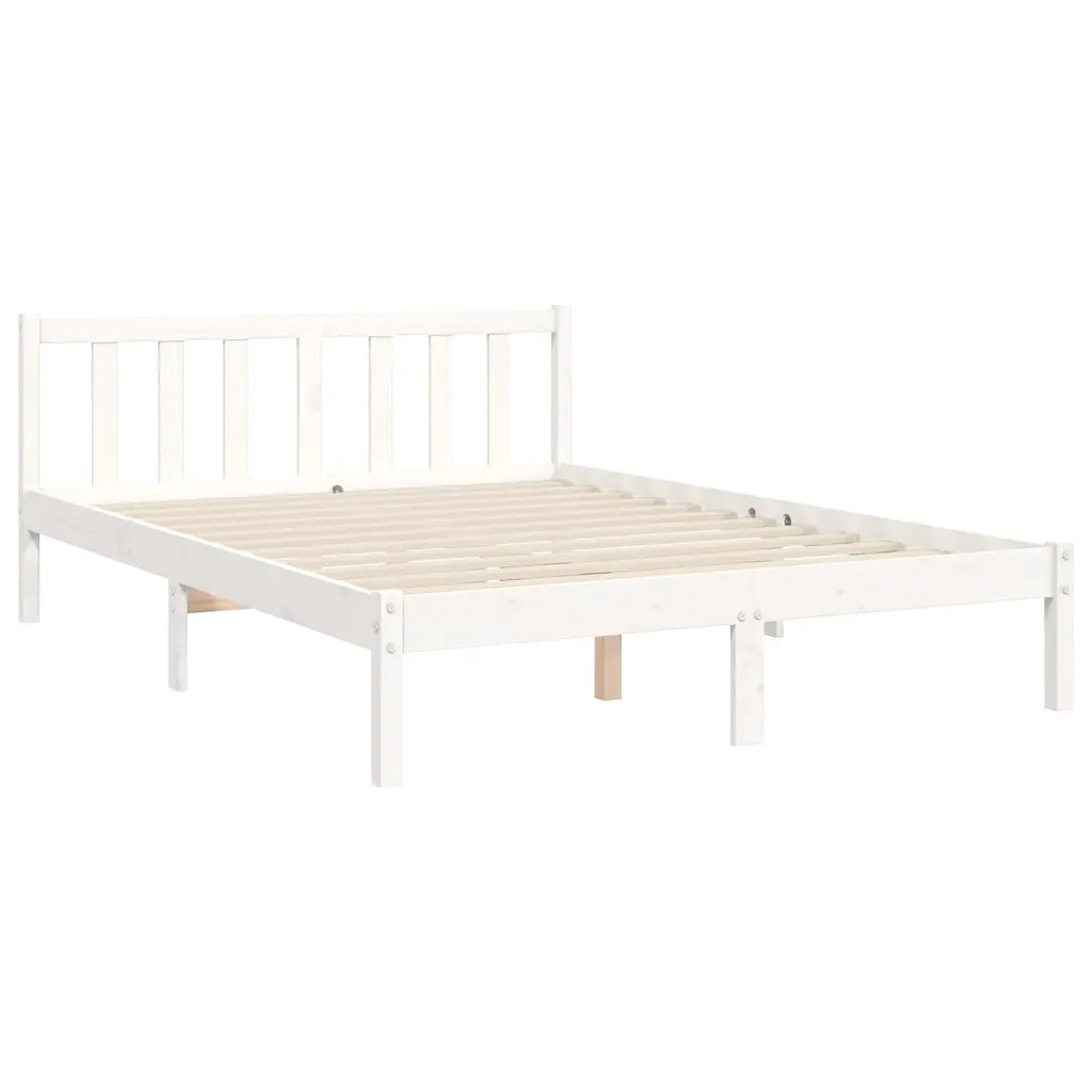 Letto senza Materasso-Struttura Letto Bianco 140x190 cm Legno Massello di Pino 475548