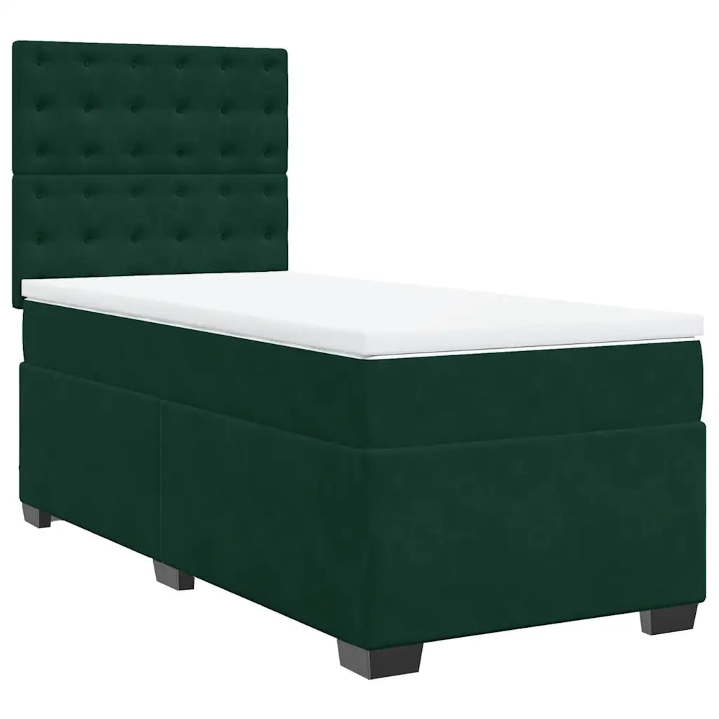 Giroletto a Molle con Materasso Verde Scuro 90x190 cm Velluto 3290801