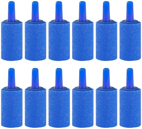 Kit di sostituzione cilindri di aria per acquari, aste di aria 2,5 cm, diffusori di aria blu, attrezzo di scarico di aria per pompe di aria nano, piccole taniche e acquari, confezione da 12 pezzi