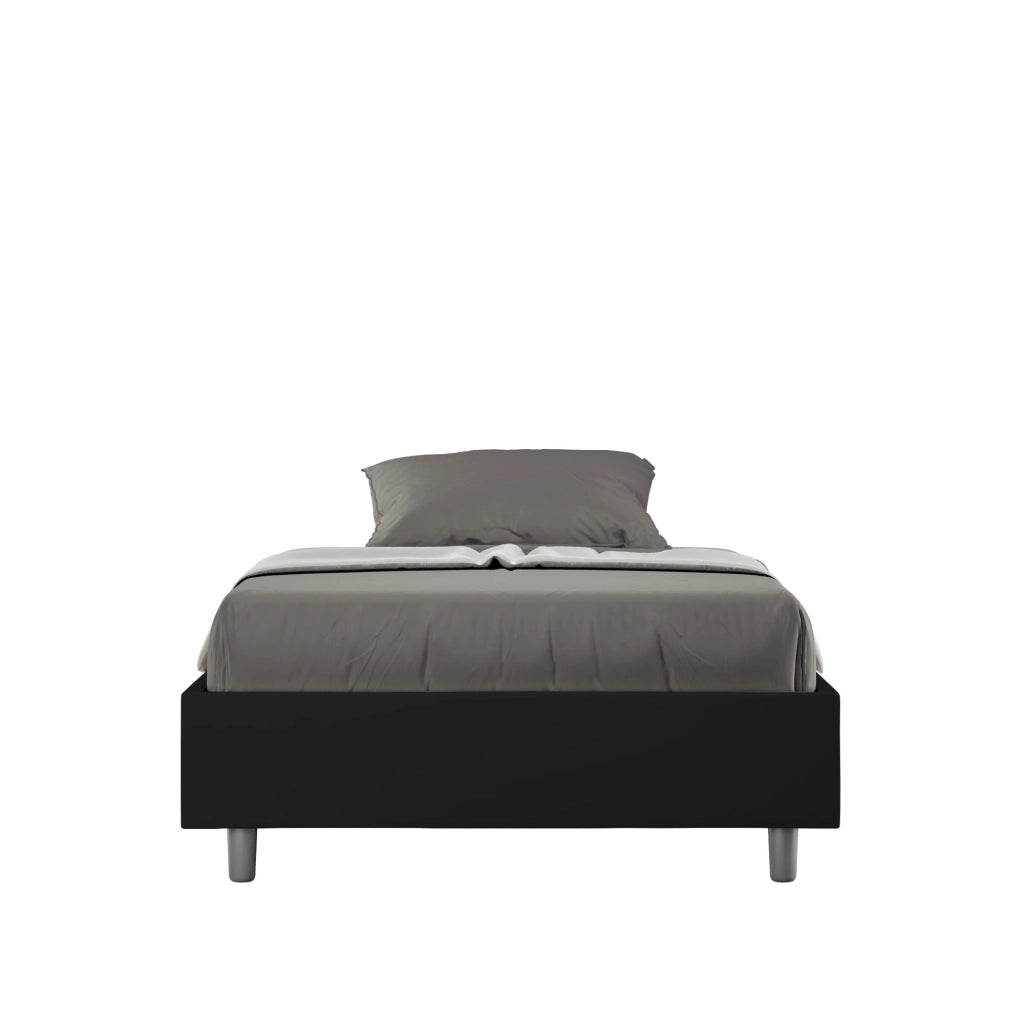 BS COM Letto una piazza e mezza senza rete imbottito 120x200 similpelle nero
