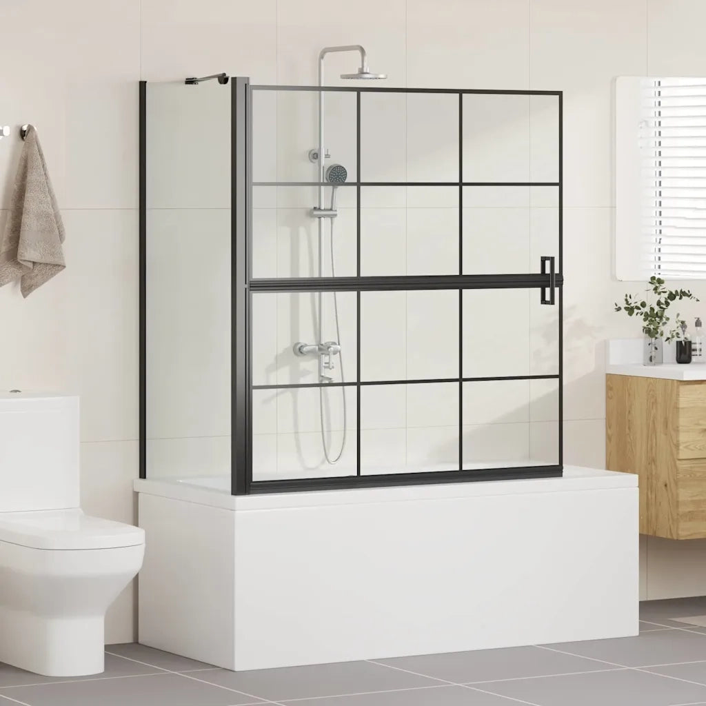 Schermo per Bagno e Doccia Nero e trasparente 116 x 68 x 128 cm 42018555