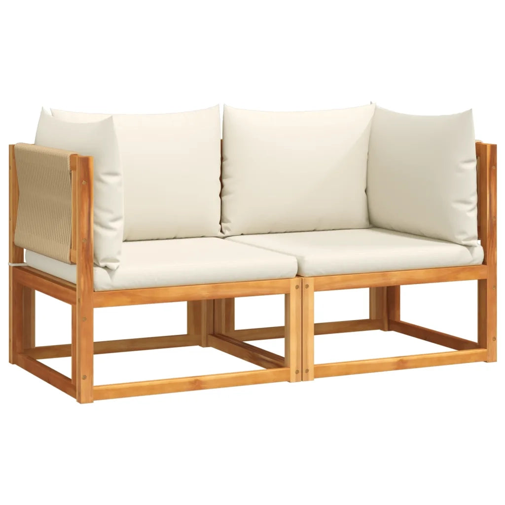 Divani da Giardino Angolari con Cuscini 2 pz in Legno di Acacia e Corda 3278853