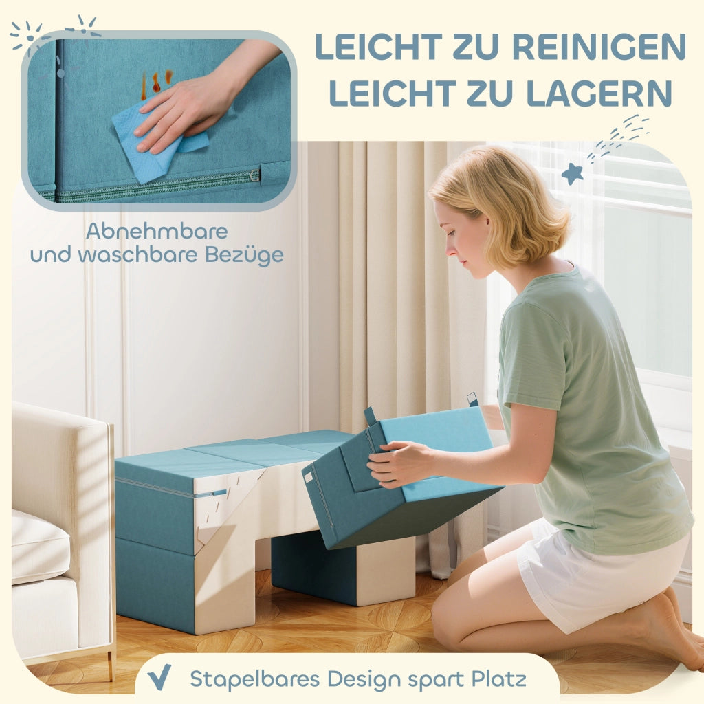 Blocchi da gioco morbidi per bambini ¨C zephmum ¨C beige e blu