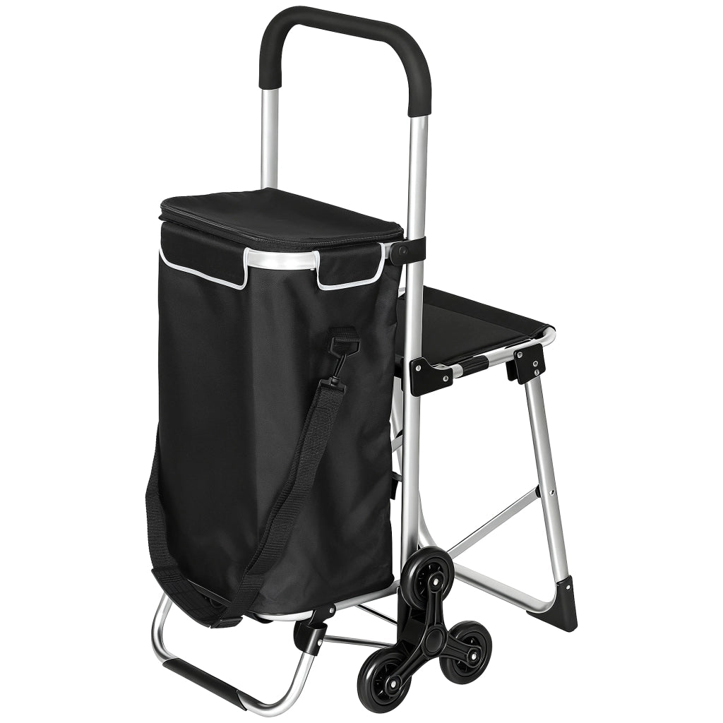 Carrello per la spesa ¨C Minimal ¨C Grigio 40L tela Oxford con sedile e telaio in alluminio