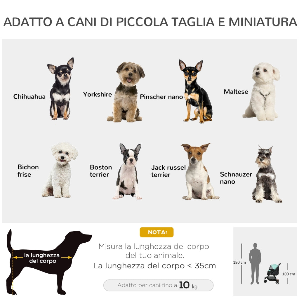 Carrello Pieghevole per Cani Piccoli con Copertura Antipioggia ¨C Minimal ¨C Verde