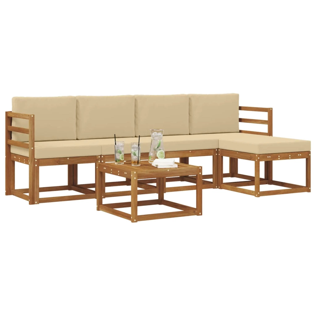 Set di divani da esterno con cuscino 6 pcs Naturale e Beige 3366276