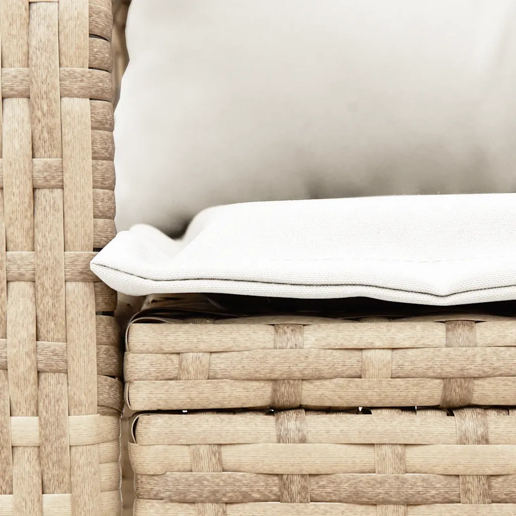 Sedia a Dondolo da Giardino con Cuscini in Polyrattan Beige 4104197