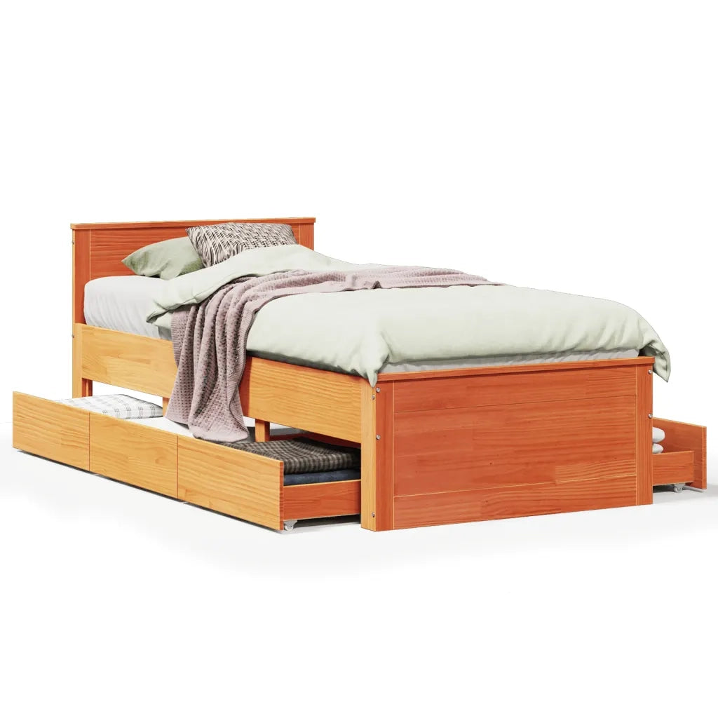 Letto singolo | Letto per adulti | Giroletto senza Materasso con Testiera Rovere Marrone 90x200 cm