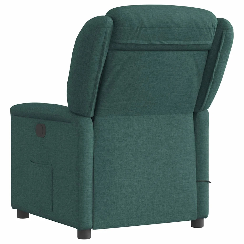 Poltrona Massaggiante | Sedia Relax Reclinabile Verde Scuro in Tessuto
