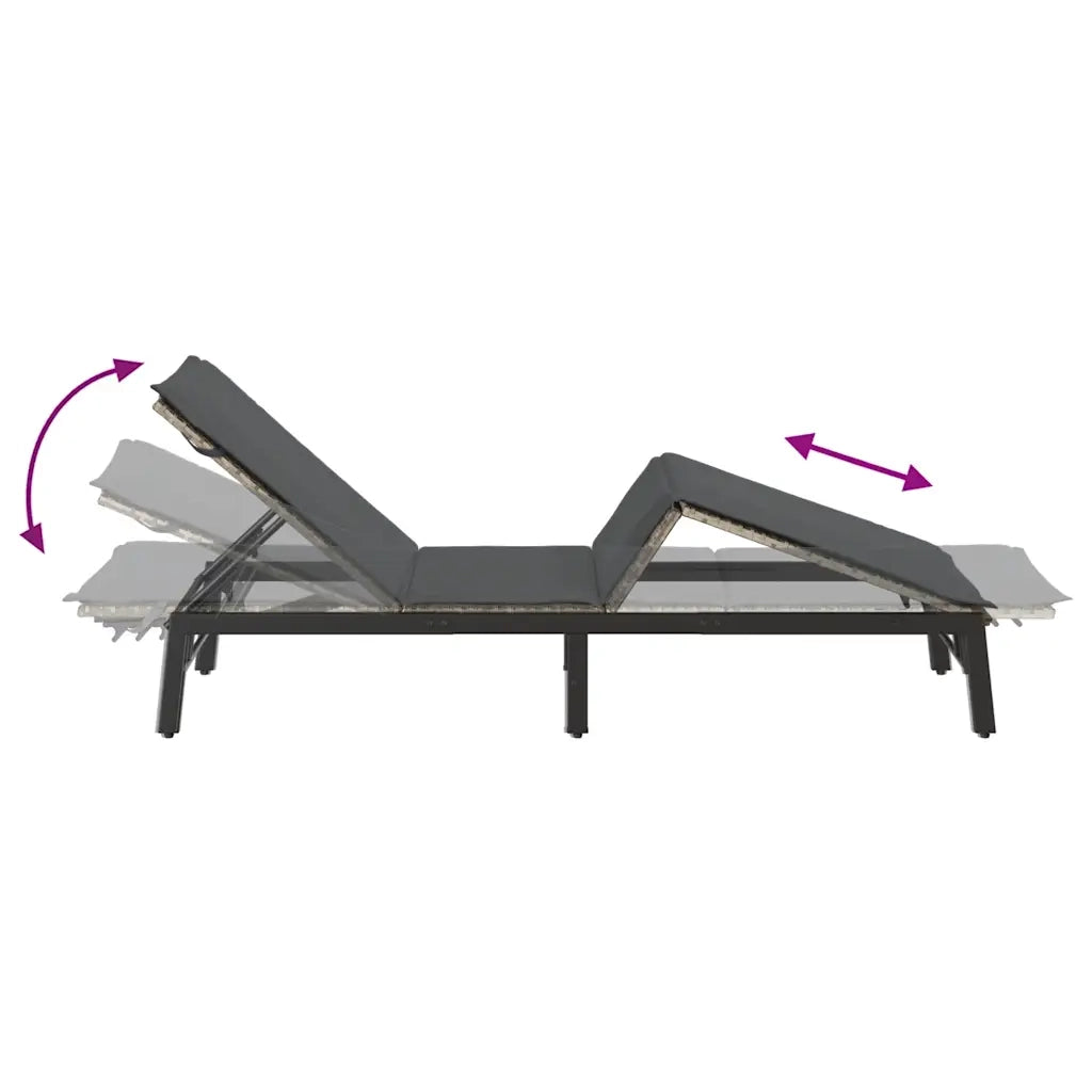 Lettino Prendisole con Cuscino Grigio Chiaro in Polyrattan 4104084