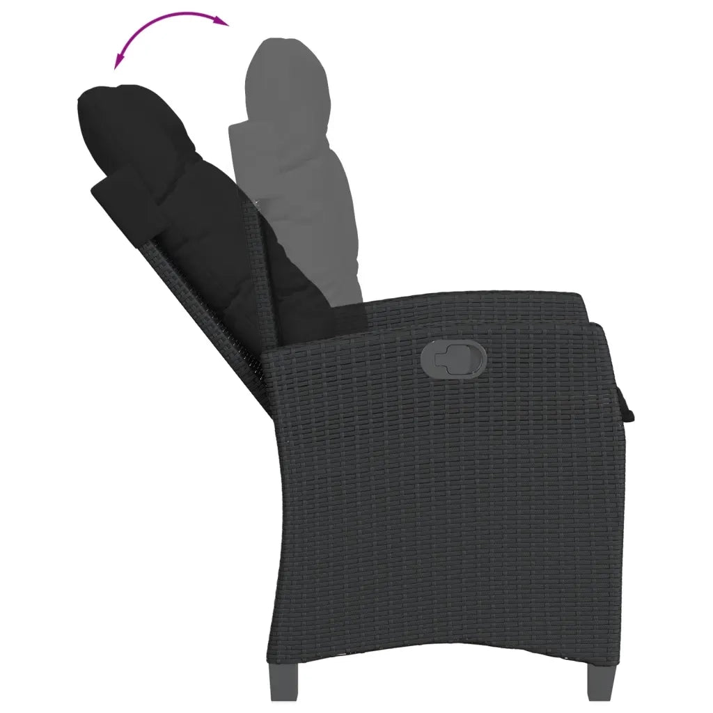 Set da Pranzo da Giardino 9 pz con Cuscini Nero in Polyrattan 3212669