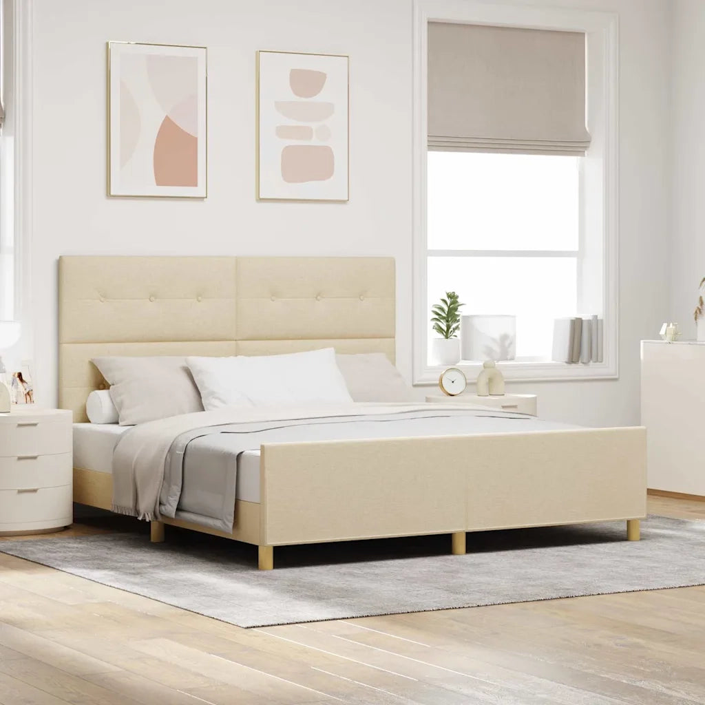 Struttura del letto con testiera Crema 180 x 200 cm Tessuto