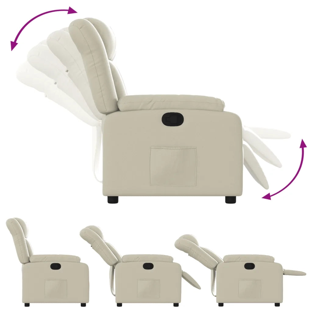 Poltrona Reclinabile Crema in Similpelle 373561