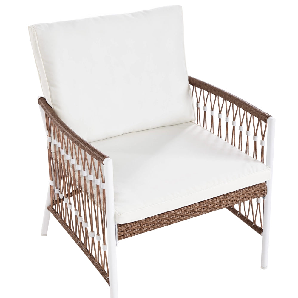 Set Balcone Bianco Alluminio Poliestere 2 Posti 2 Sedie e un Tavolo