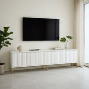 Cassettiera TV bianca; MDF e truciolare; 190 cm