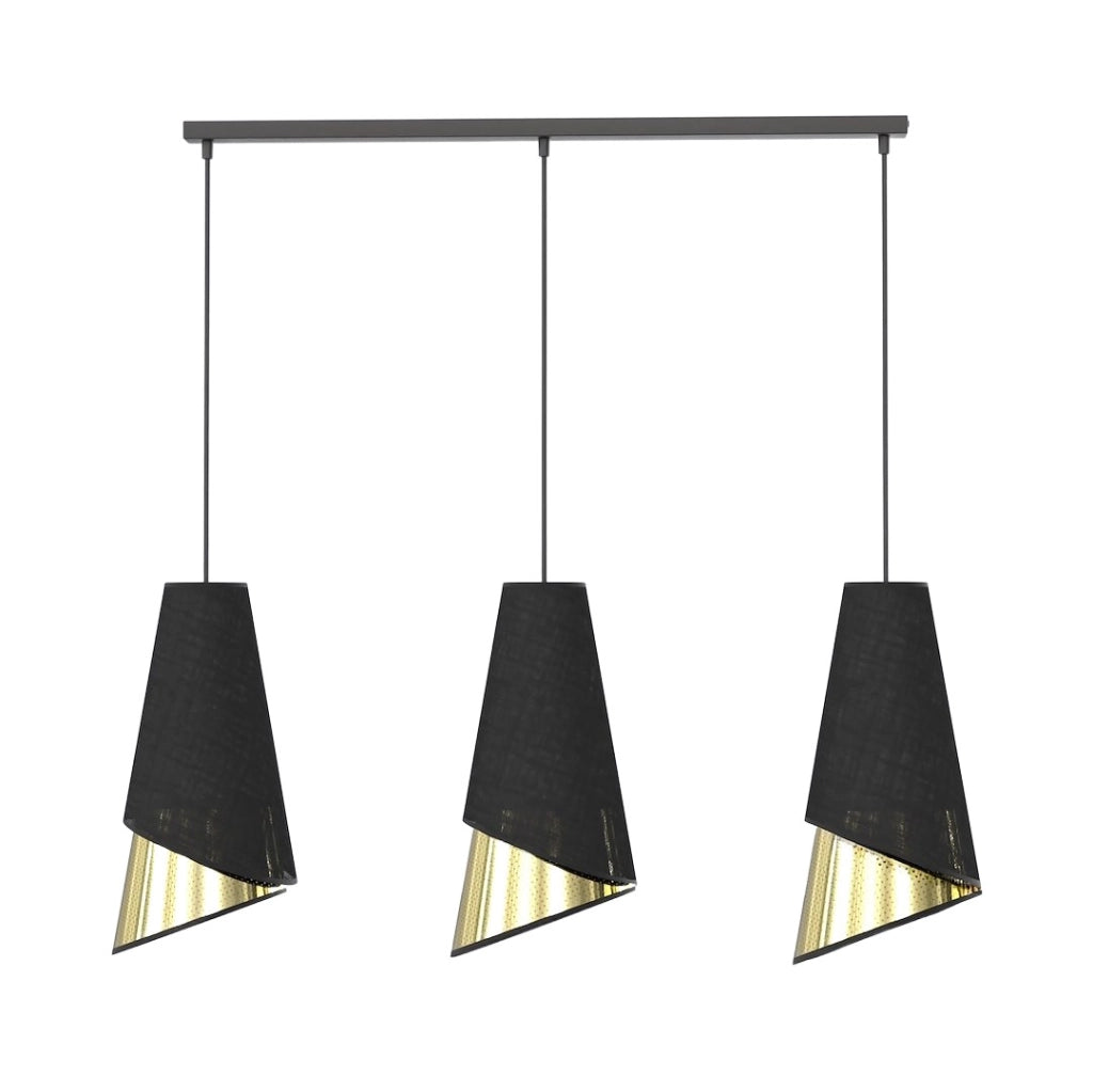 Lampada a sospensione MODA 3xE27 nera/oro Emibig
