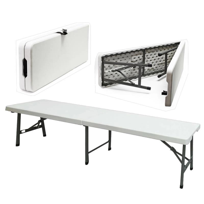 MAURY'S SET 2 PANCHE PIEGHEVOLI PER CAMPING 180X28X44 CM IN COLORE BIANCO SI RICHIUDE A VALIGETTA PER IL TRASPORTO