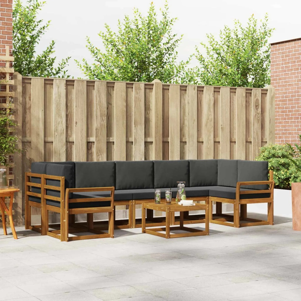 Set di divani da esterno con cuscino 8 pcs Naturale e Antracite 3366150