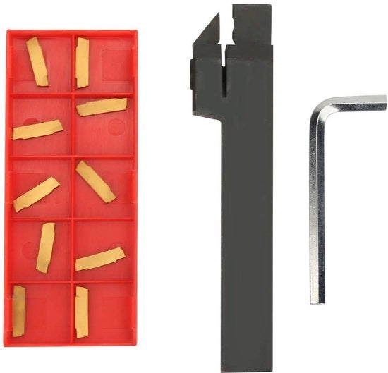 Attrezio per foratura 100mm in acciaio inossidabile - Supporto per banco di lavoro - Set di 10 inserti - Chiave - Alta coppia di trazione - Strumento per taglio