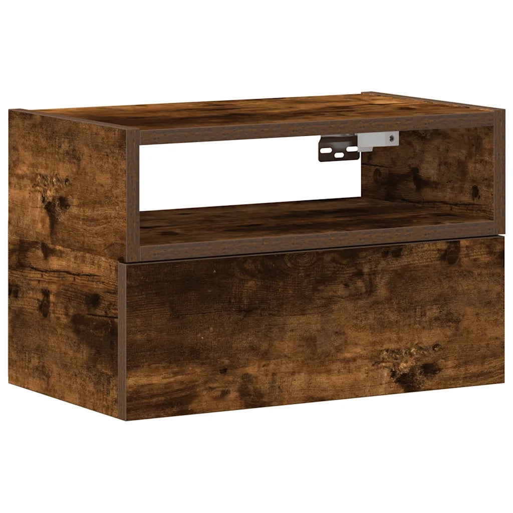 Comodino a Muro Rovere Fumo 45x26x28,5 cm 858604
