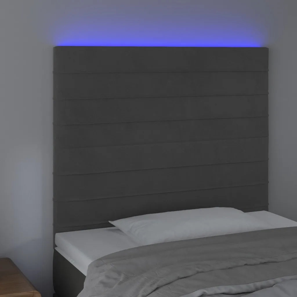 Testiera a LED-Testata con LED GrigioScuro 100x5x118/128cm in Velluto 133038