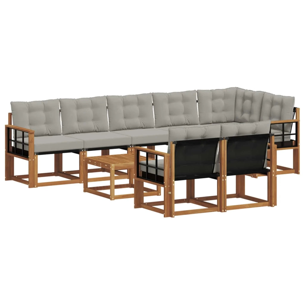 Set di divani da esterno 9 pcs Grigio Naturale e Chiaro 3368814