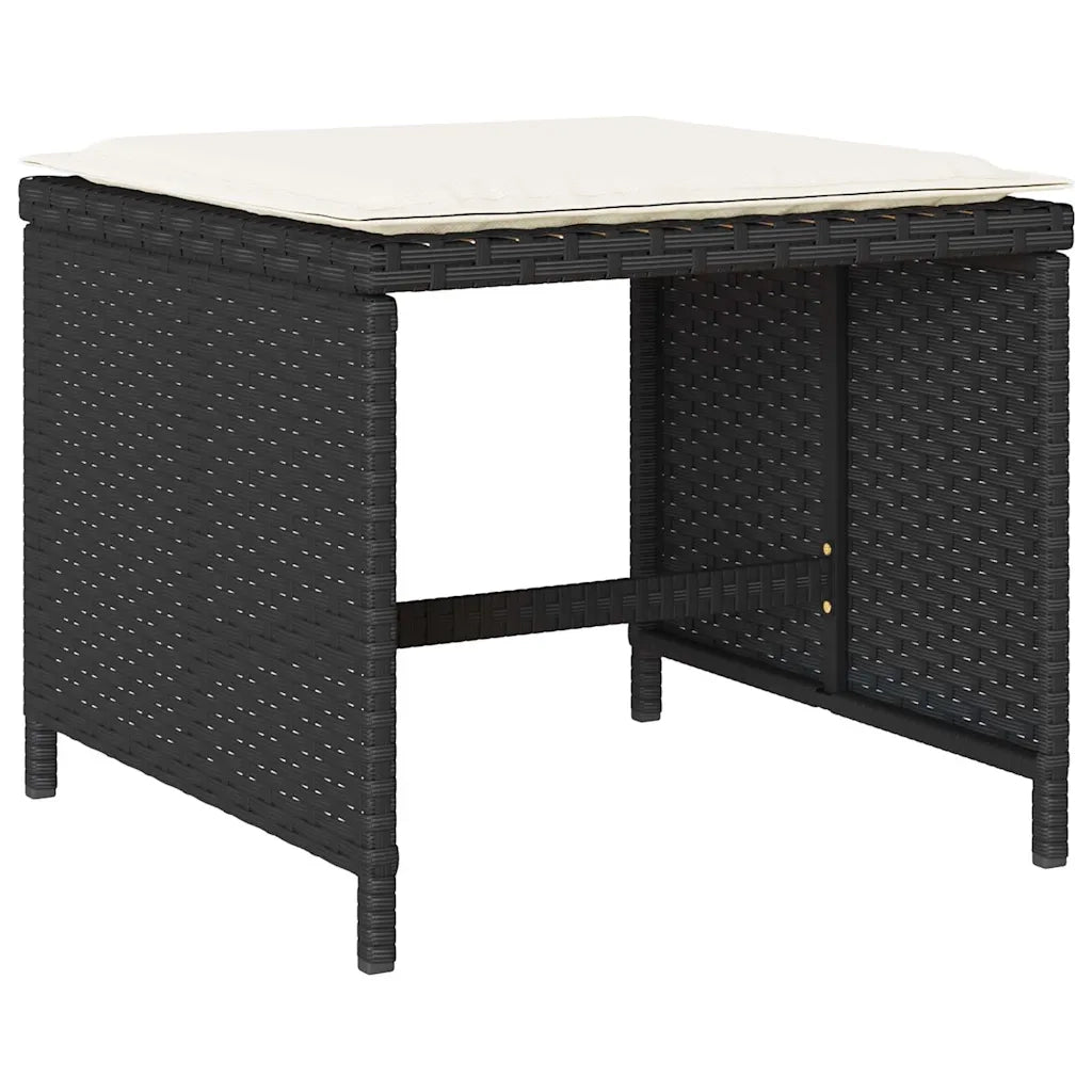 Set da Pranzo da Giardino 9 pz con Cuscini Nero in Polyrattan 3278090