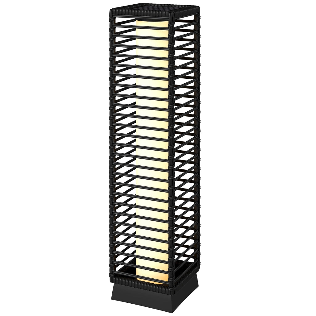 Lanterna solare esterna in resina intrecciata ¨C Minimal ¨C 16x16x68 cm nero