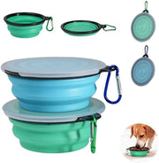 2 set di contenitori per animali portatili, chiusura a cerniera, contenitori per viaggio impermeabili in silicone per cani e gatti, ideali per acqua e cibo (450 ml, verde chiaro e blu chiaro)