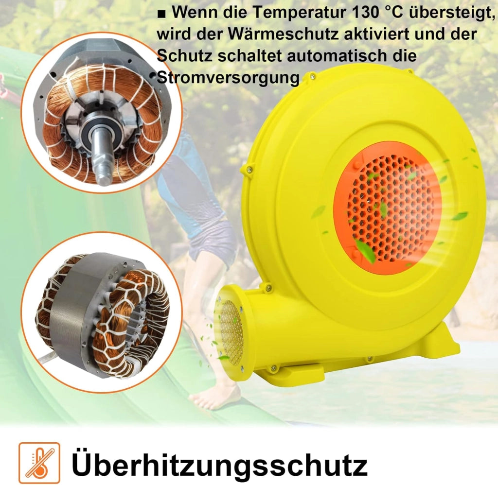 350 W/450 W/750 W, ventola elettrica per gonfiabile, ventilatore a turbo con manico e fondo grande, portatile, per giocattoli gonfiabili