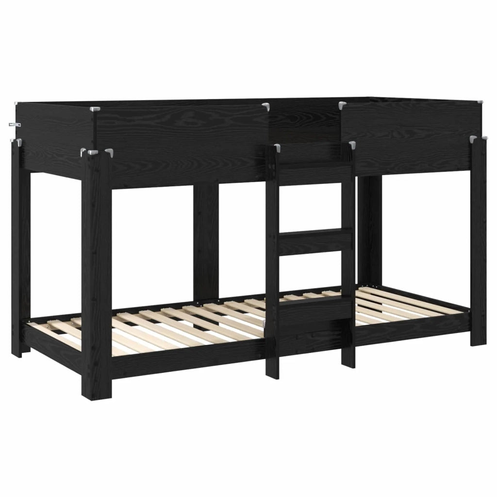 Letto a Castello per Bambini Rovere Nero 90 x 200 cm