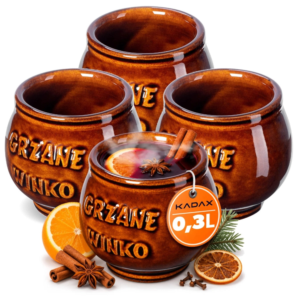 Set di 4 tazze da vin brulé KADAX da 300 ml in gres.