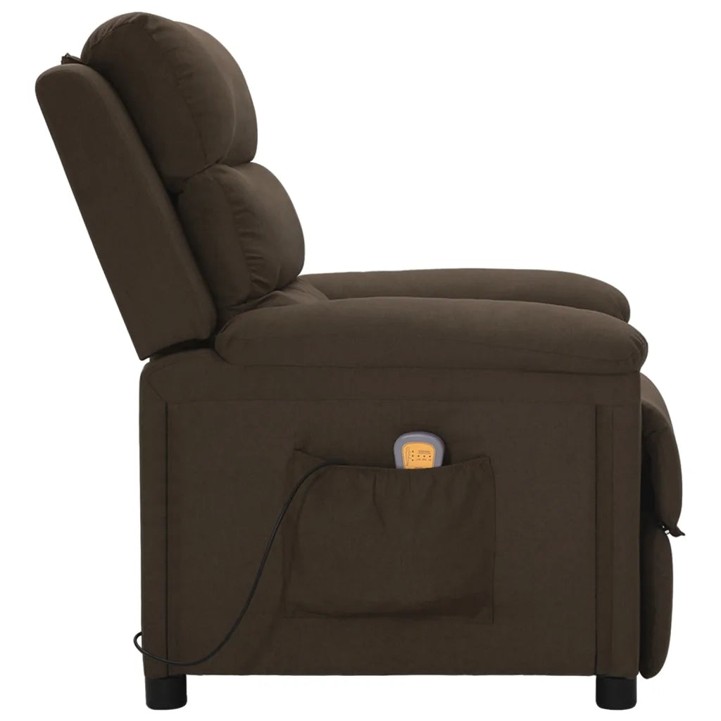 Poltrona Massaggiante Marrone Scuro in Tessuto 342356