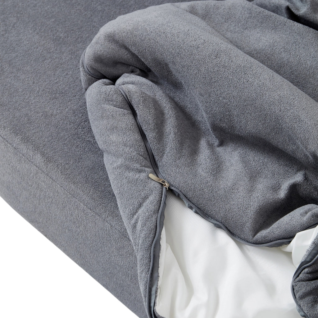 DIVANO LETTO PIEGHEVOLE 131 cm Grigio Chiaro in flanella con coperta