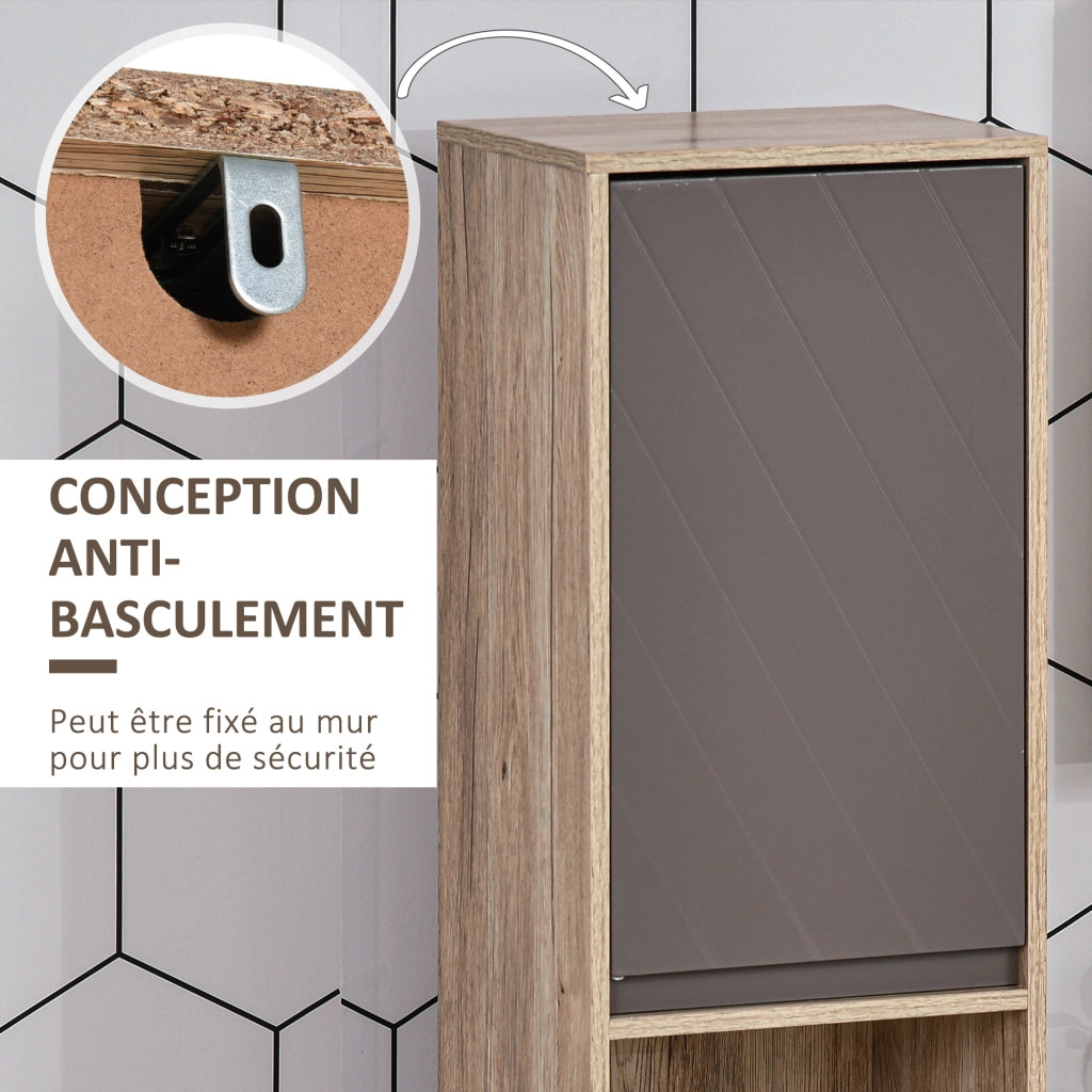 Colonna bagno ¨C Minimal ¨C 2 ante 2 nicchie rovere chiaro grigio 30x24x170