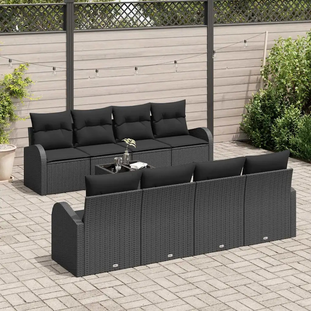 Set Divano da Giardino Nero 55 x 55 x 37 cm polyrattan 3345973