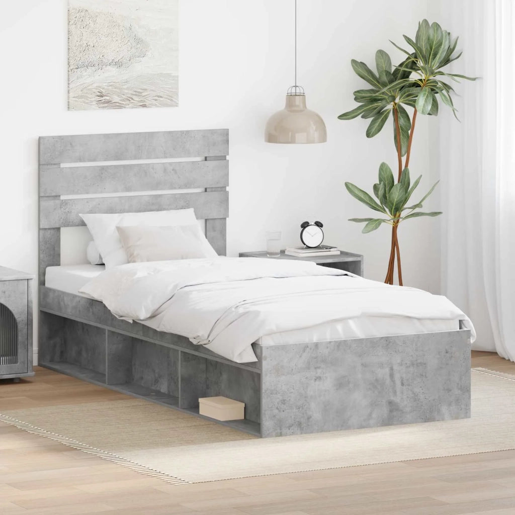 Letto singolo | Letto per adulti | Struttura del letto Grigio Concret¨¨ 90 x 190 cm Pino massello