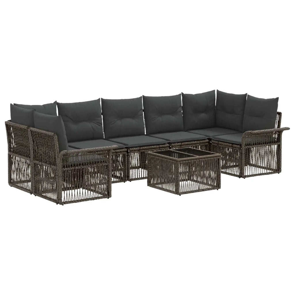 Set Divano da Giardino 8 pz Grigio polyrattan 3434771