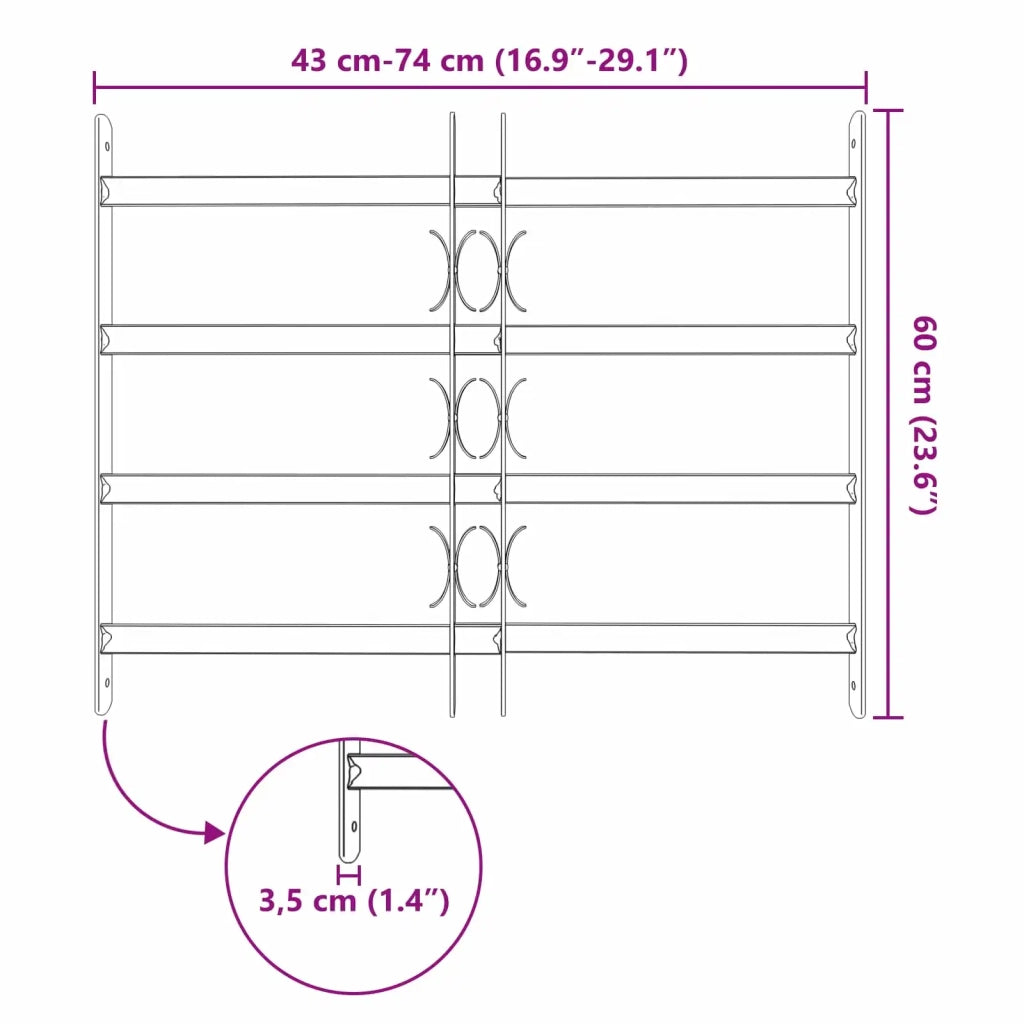 Griglia di sicurezza per finestre con 4 barre trasversali 3 pcs 42031306