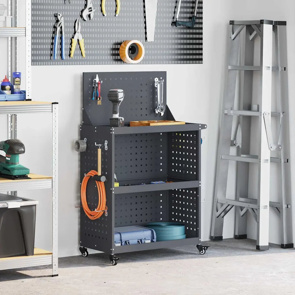 Carrello per Attrezzi con ruota Antracite 65 x 35 x 111 cm 874555