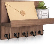 Sostegno per chiavi in legno con pannello e 5 ganci per chiavi - sostegno per parete per ingresso, hall, cucina, camera da letto, soggiorno, ufficio