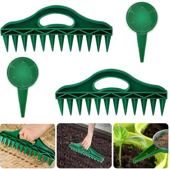 Kit di semina per giardinaggio, set di seminatore 4 in 1, aiutante per piante con 12 fori, seminatore, kit di seminatore, attrezzi per seminare, per il seminamento in giardino