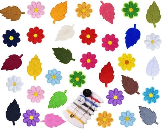 Applicazioni di fiori a maglia - 35 pezzi - Patch DIY