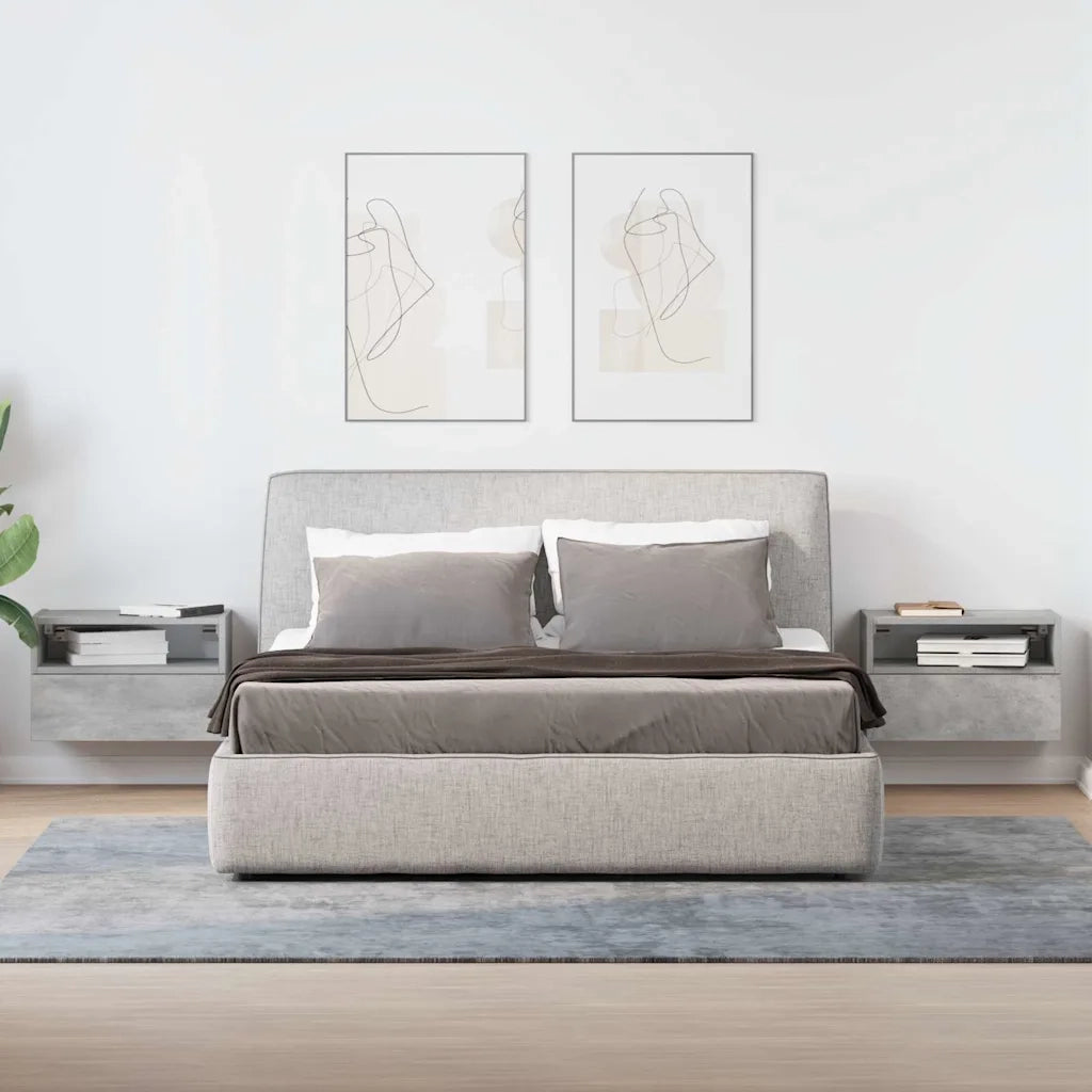 Comodini a Muro 2 pz Grigio Cemento 45x26x28,5 cm 858603