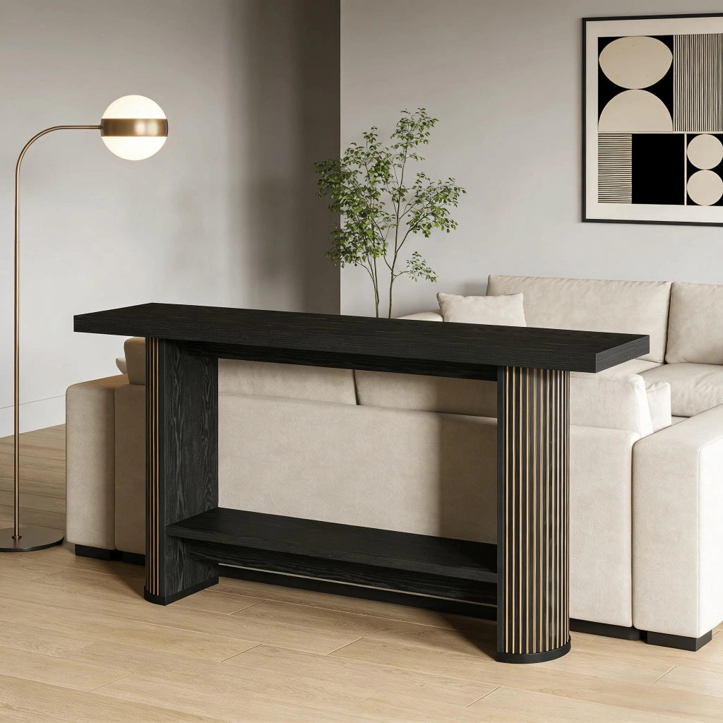 TAVOLO CONSOLLE Moderno Sottile in Legno Nero